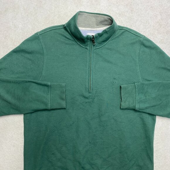 Brooks Brothers Zip Sweater Men's L Green Cotton Blend High Collar Pullover - Picture 1 of 12